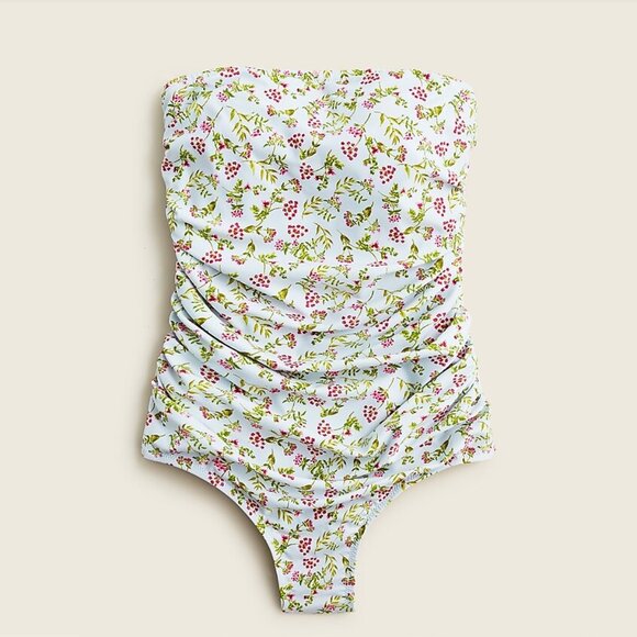 J.Crew Ruched Bandeau One-Piece in Cloud Meadow Floral Size 6 - Picture 1 of 9